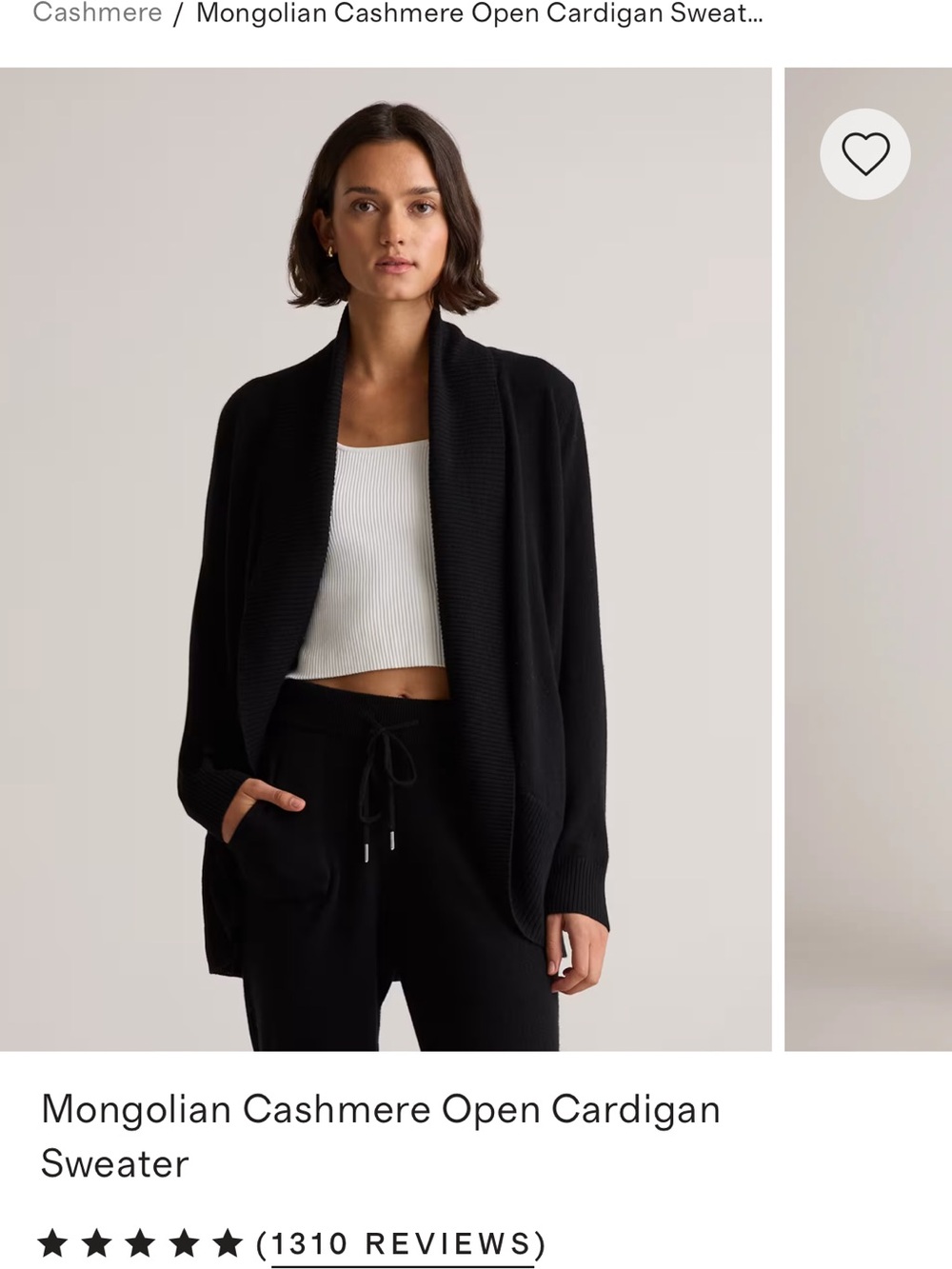 Quince Mongolian Cashmere Open Cardigan NWT- Small